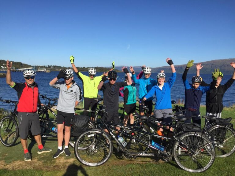 Students with their tandem bikes on the Isle of Mull!