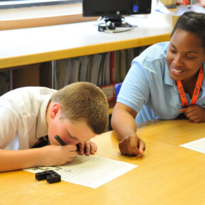 Student being supported in class by Learning Support Assistant