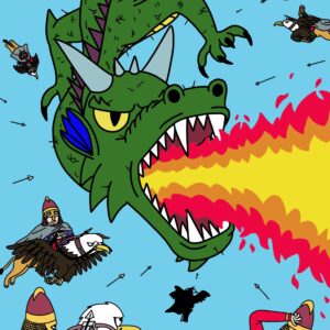 Illustration by Reef of a fire breathing dragon