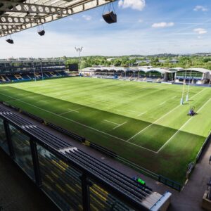 View of the Warriors stadium from the stands on a lovely sunny day