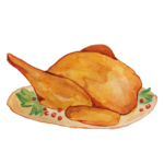 cartoon image of a cooked Christmas turkey