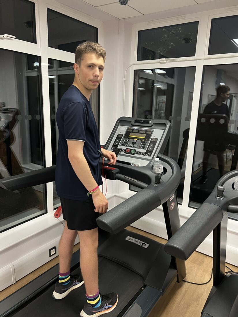 Image of Thomas on the treadmill late at night