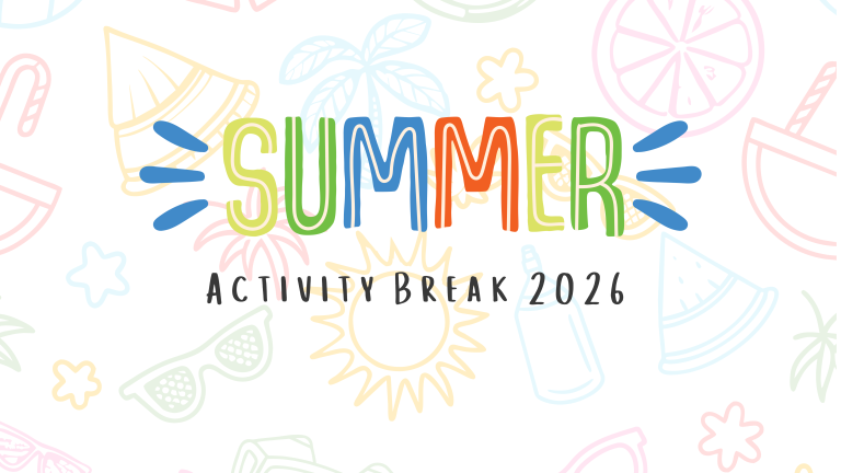 text Summer Activity Break 26 on a colourful fun background