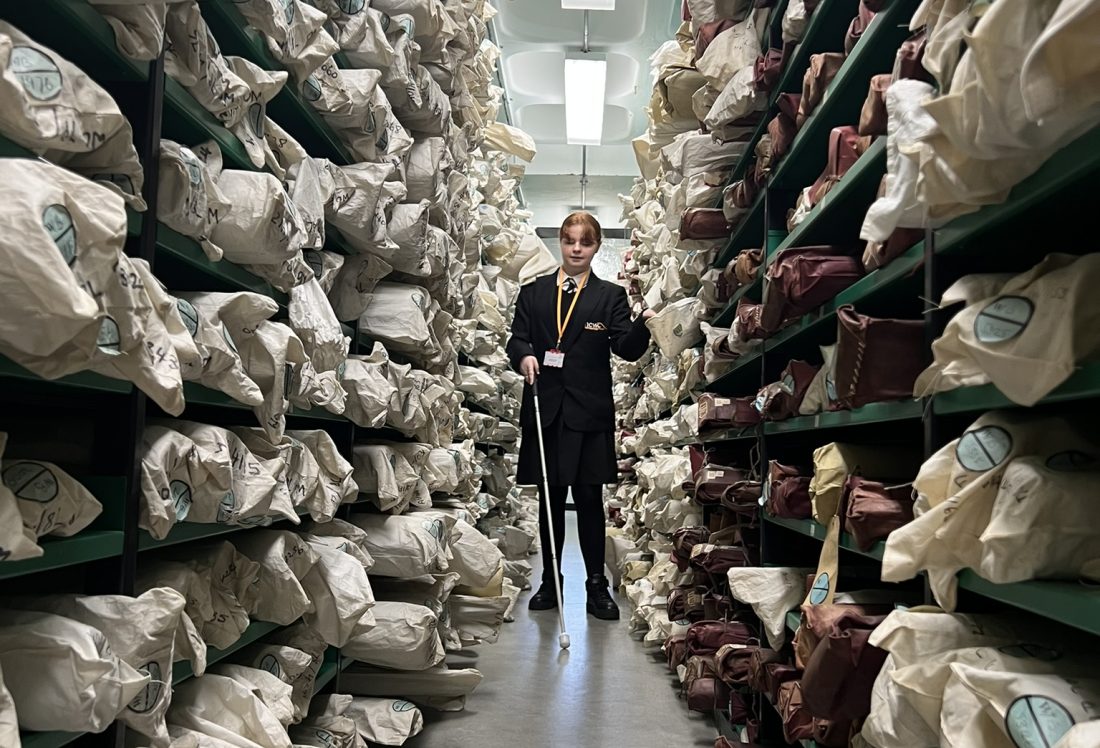 Student in the archive storages