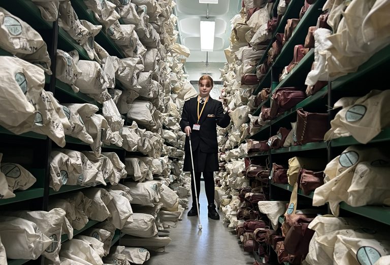 Student in the archive storages