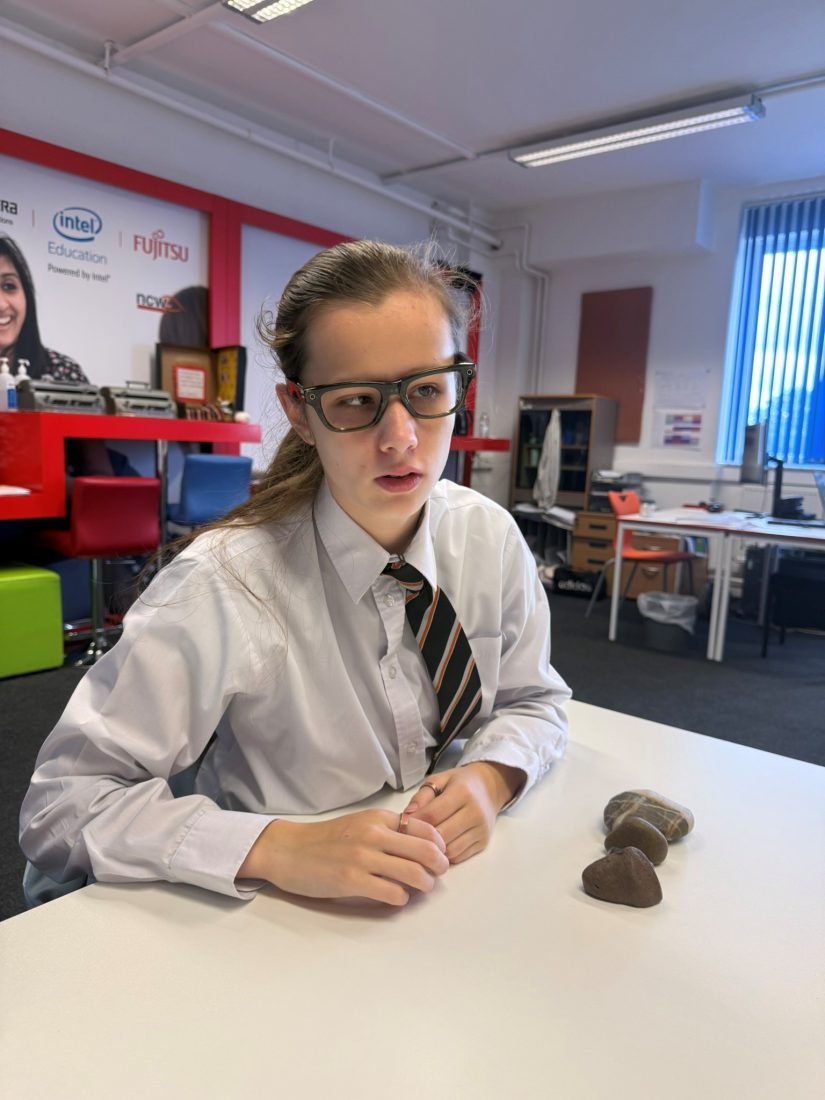 A student wearing the glasses